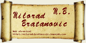 Milorad Bratanović vizit kartica